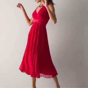 White House Black Market Pleated Red Dress